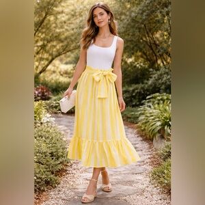 Tuckernuck Wimberly Yellow Cabana Stripe Hampton Skirt $198 MSRP Small